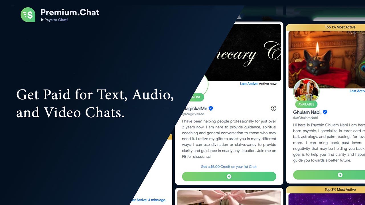 Premium.Chat Get Paid for Text, Audio, and Video Chats