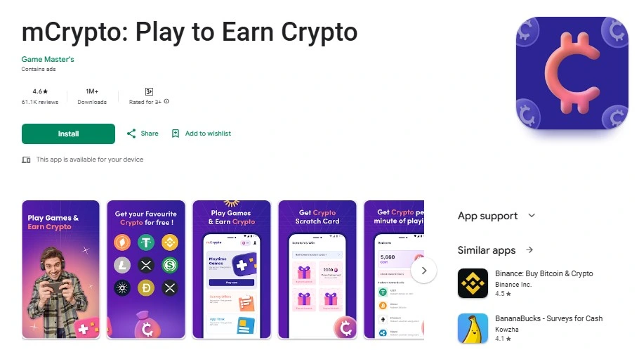 mCrypto App: Earn Free Crypto by Playing Games 2025